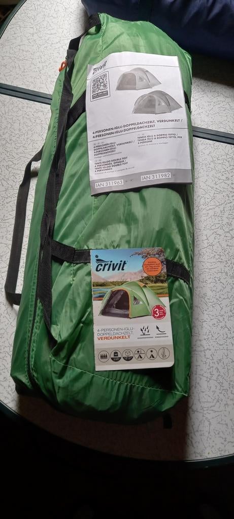 Crivit 4-persoons iglo-dubbel daktent, verduisterd, Caravans en Kamperen, Tenten, Ophalen, Nieuw, Tot en met 4