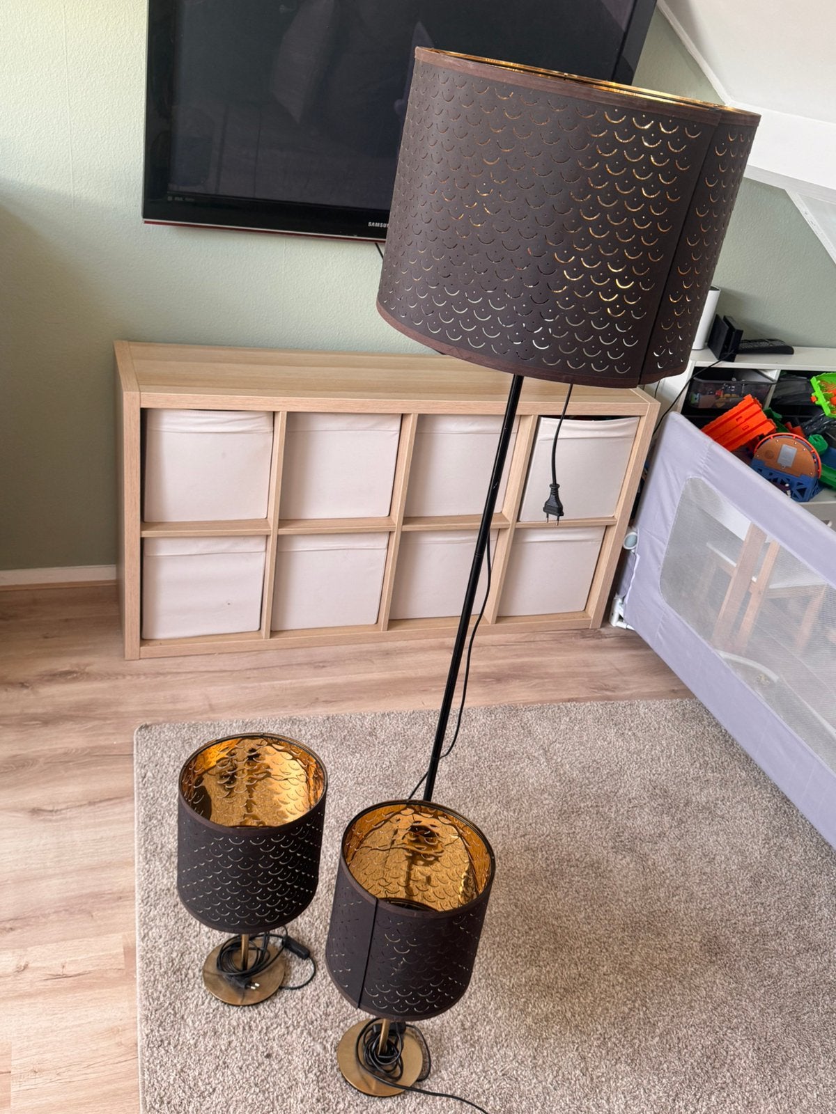 Lampenset ikea zwart/goud, Overige merken, Gebruikt, Zwart, Overige fittingen