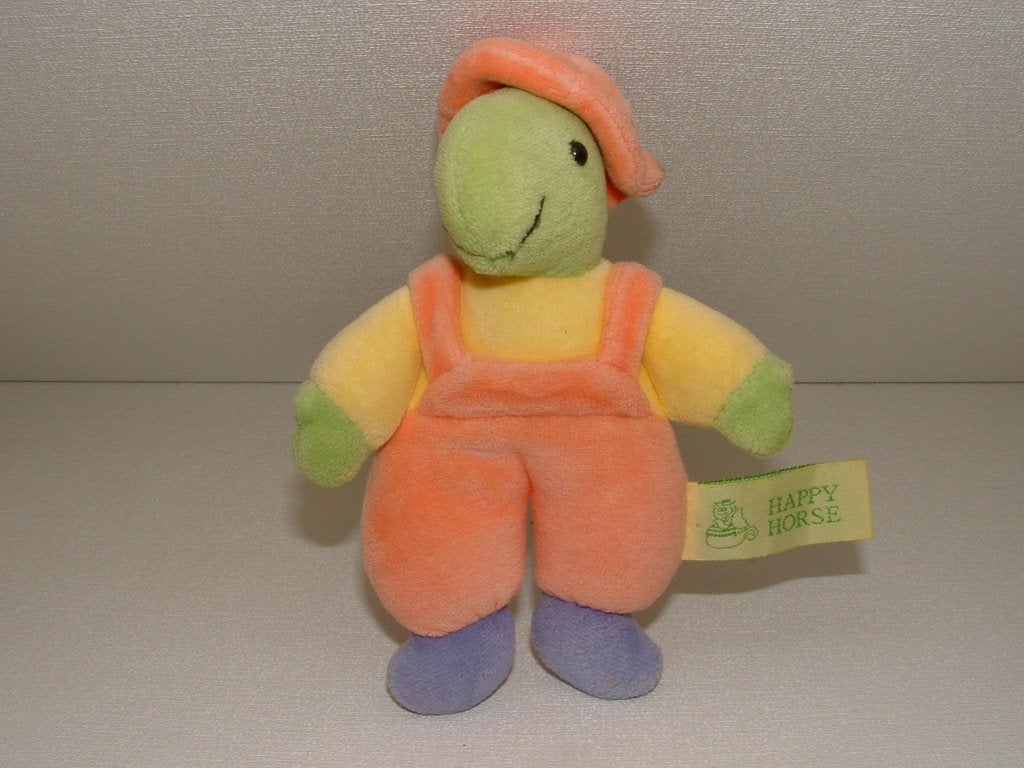 HAPPY HORSE SCHILDPAD KLEIN VELOURS GEEL/GROEN MET ORANJE, Kinderen en Baby's, Speelgoed | Knuffels en Pluche, Nieuw, Overige typen