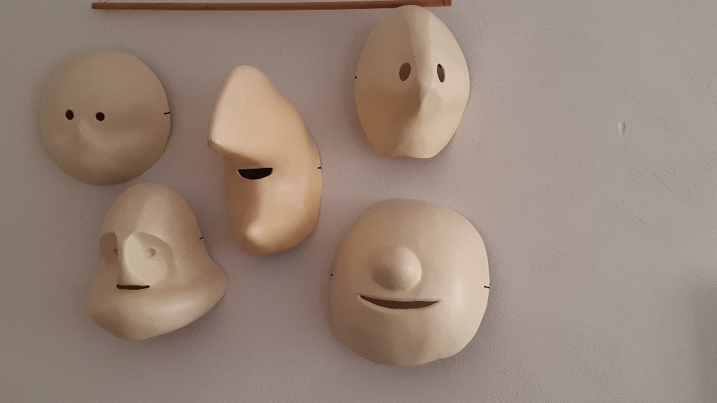 theater maskers, Ophalen, Beige, Masker, Handgemaakt