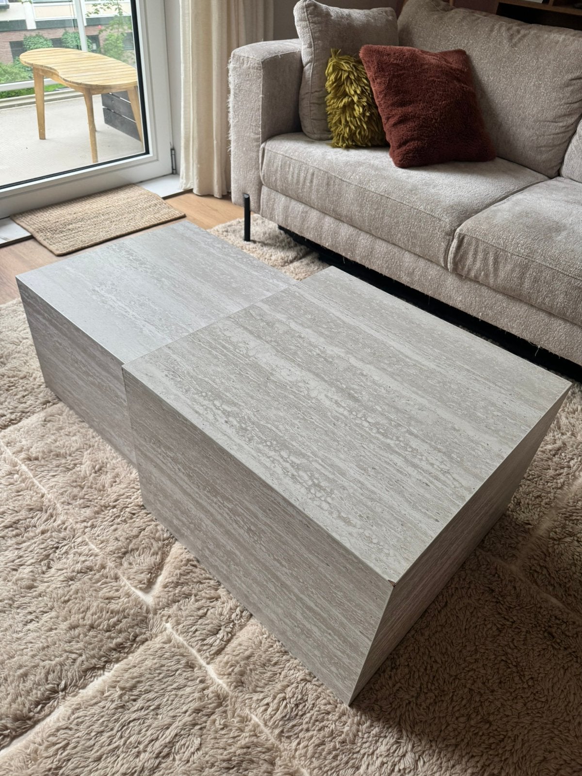 Mooie beige salontafels, Huis en Inrichting, Ophalen, 50 tot 100 cm, Vierkant, 50 tot 100 cm