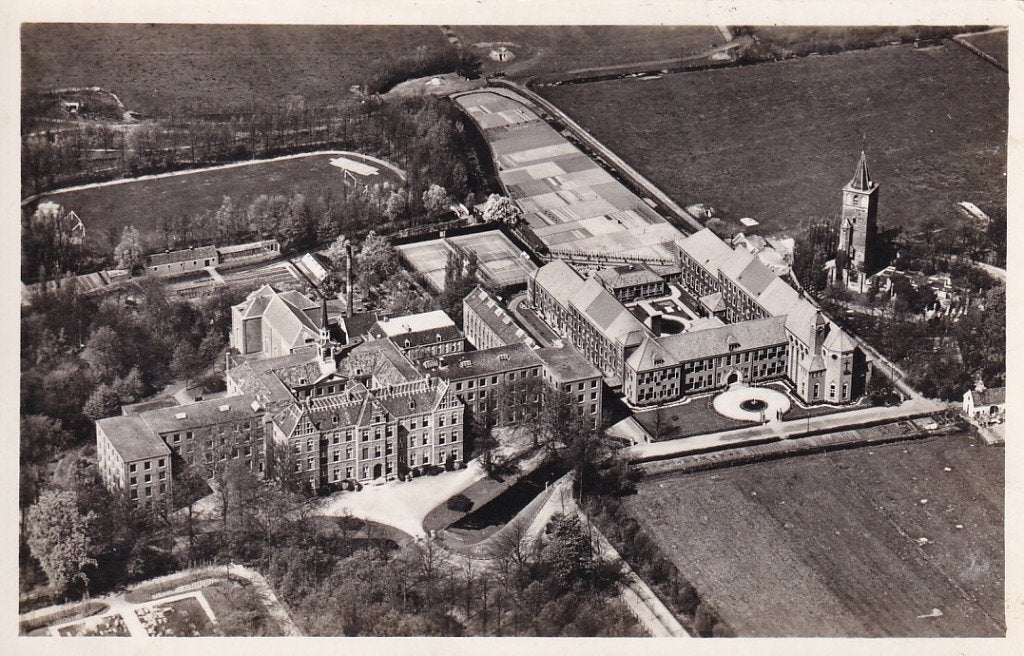 771A Warmond luchtfoto Seminarie K.L.M. 1955, Ophalen of Verzenden, 1940 tot 1960, Gelopen, Zuid-Holland