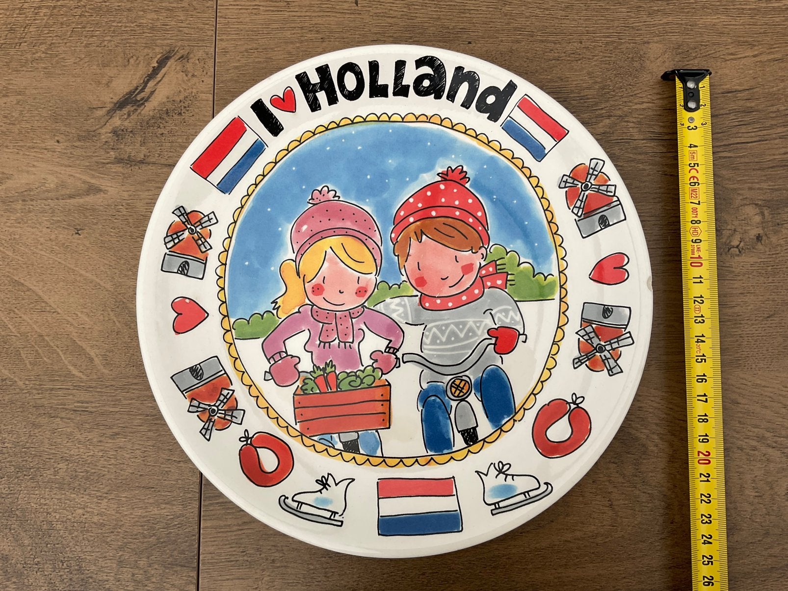 Zgan,chipje aan de rand, I Love Holland unox Blond Amsterdam, Ophalen, Zo goed als nieuw, Bord(en), Modern