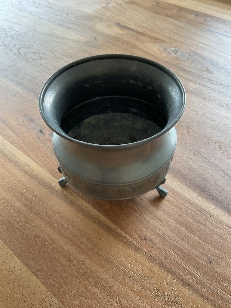 Antieke tinnen pot , diameter 12 cm, Antiek en Kunst, Ophalen of Verzenden
