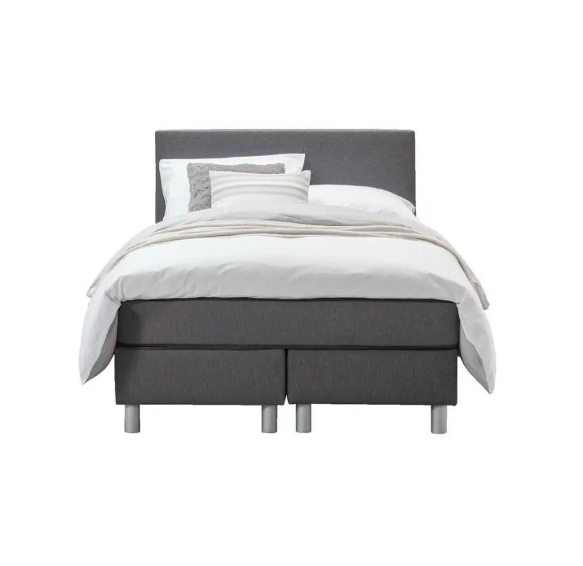 Donkergrijze Boxspring Alta Leenbakker 120x200, Ophalen, Zo goed als nieuw, Twijfelaar, 120 cm