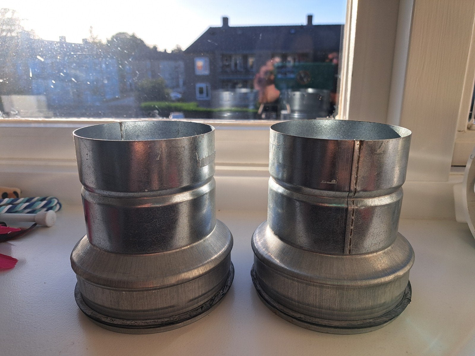 2x Ventilatie verloopstuk 100mm naar 125mm, Gebruikt, Overige typen, Ophalen of Verzenden, Rvs