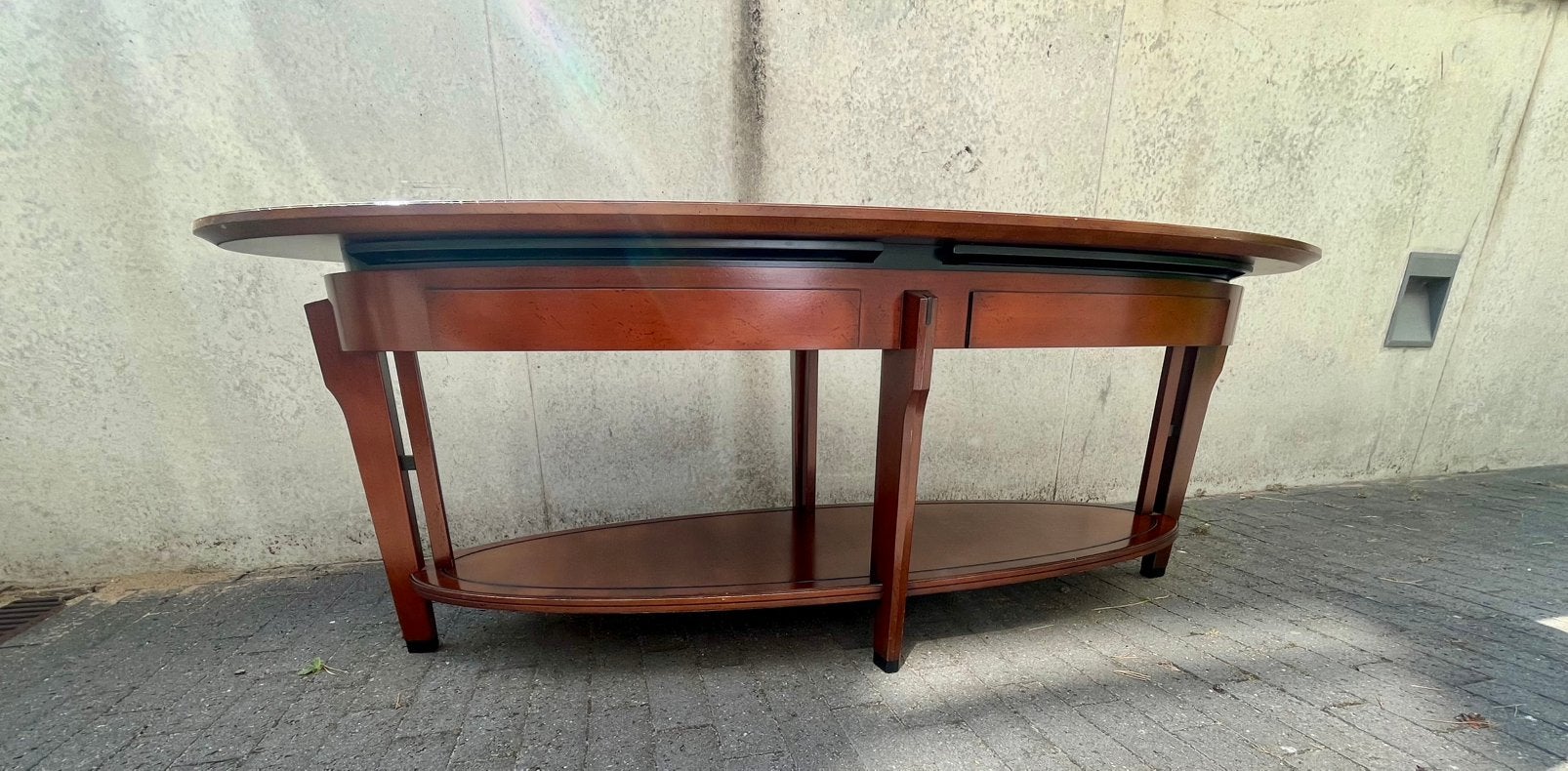 Klassieke salontafel kersenhout in mahonie gelakt, Ophalen, 50 – 75, 100 tot 150 cm, Klassiek