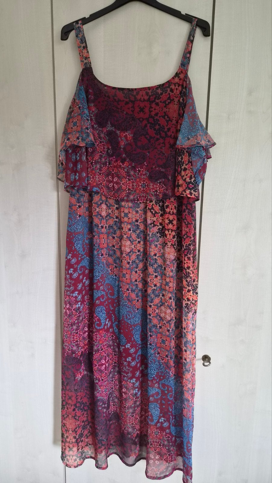 leuke maxi jurk met off shoulder mouwtjes maat 48, Kleding | Dames, Ophalen of Verzenden, Zo goed als nieuw, M&S, Jurk