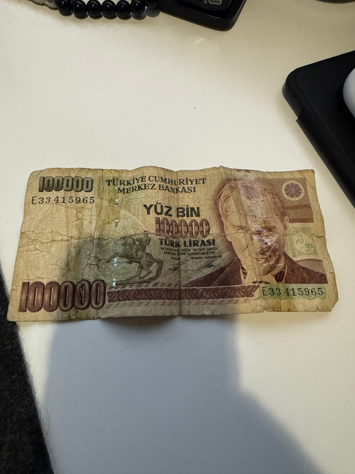 Turkse Lira 100.000 biljet uit 1995, Ophalen of Verzenden, Overige landen, Los biljet