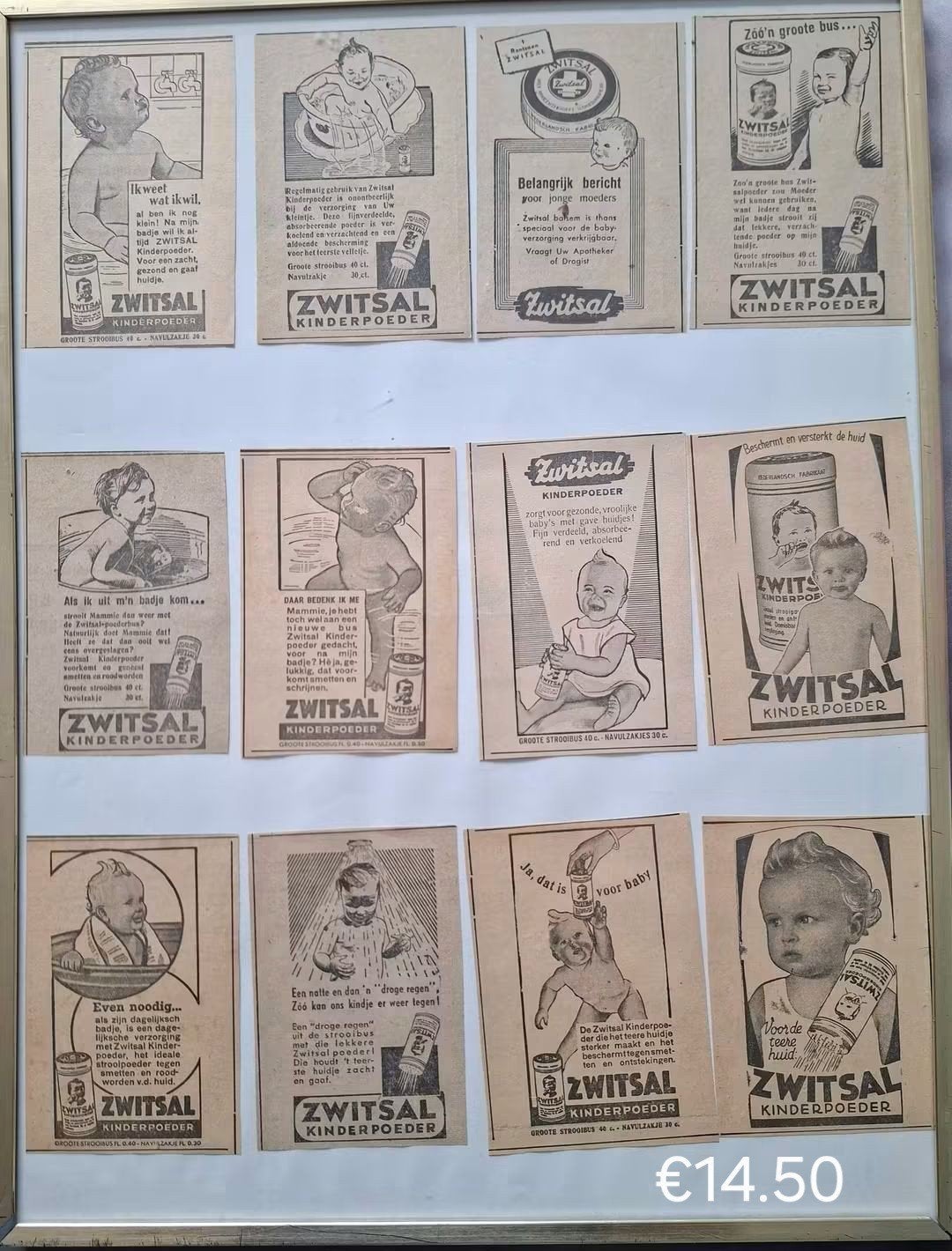 Vintage Zwitsal Reclame in Lijst - Uniek Verzamelobject, Ophalen of Verzenden, Gebruikt, Reclamebord