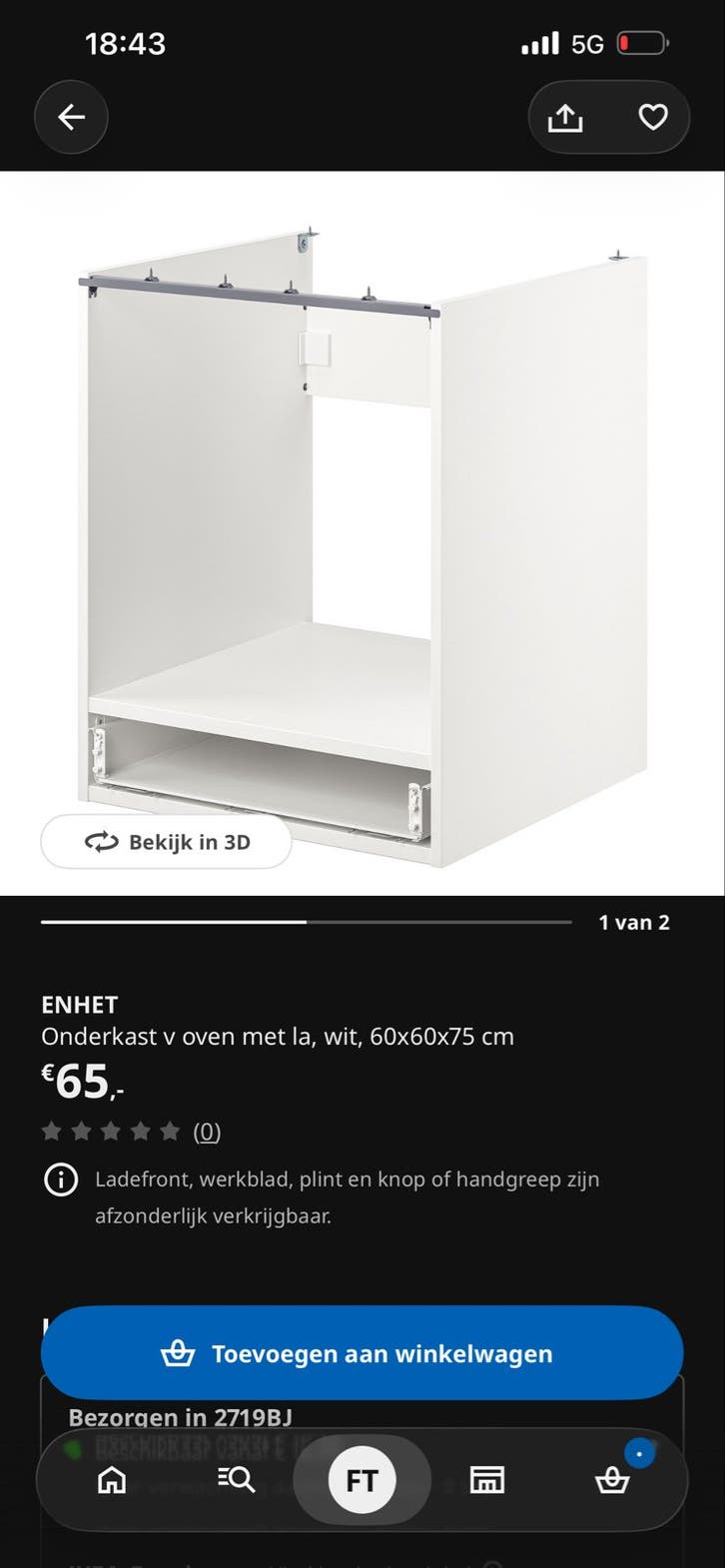 IKEA ENHET Onderkast voor oven met lade, wit