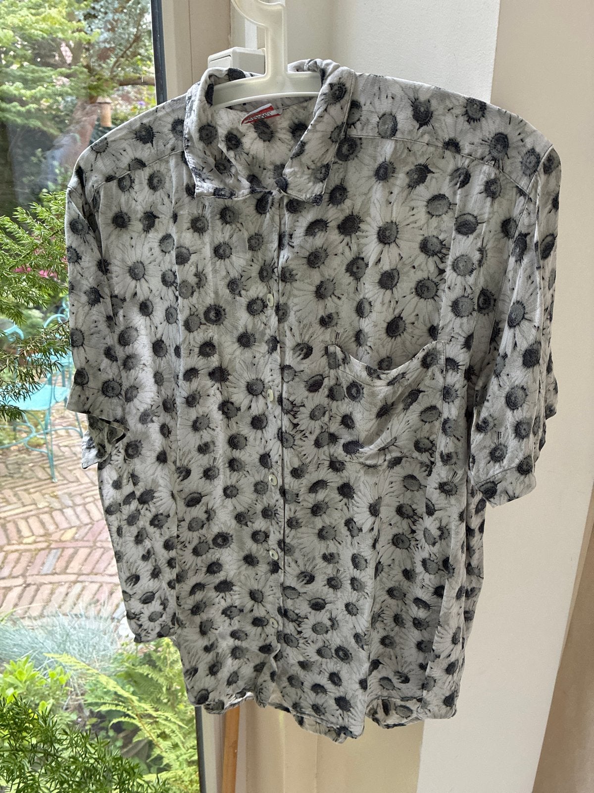Stefanel blouse met korte mouwen en bloemenprint, Kleding | Dames, Ophalen of Verzenden, Gedragen, Maat 38/40 (M), Wit