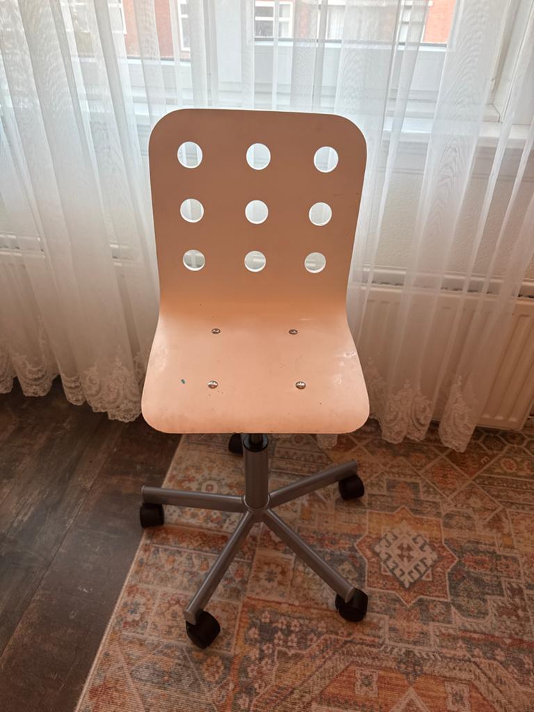 Verstelbare bureaustoel met wieltjes, Ophalen, Gebruikt, Beige, Bureaustoel