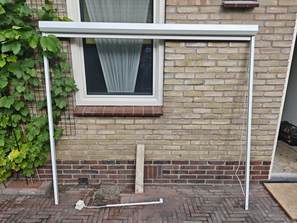 Zonnescherm/ screen wit, gebruikt, 206 x 180 cm, Ophalen, Gebruikt, Elektrisch, Rolluik