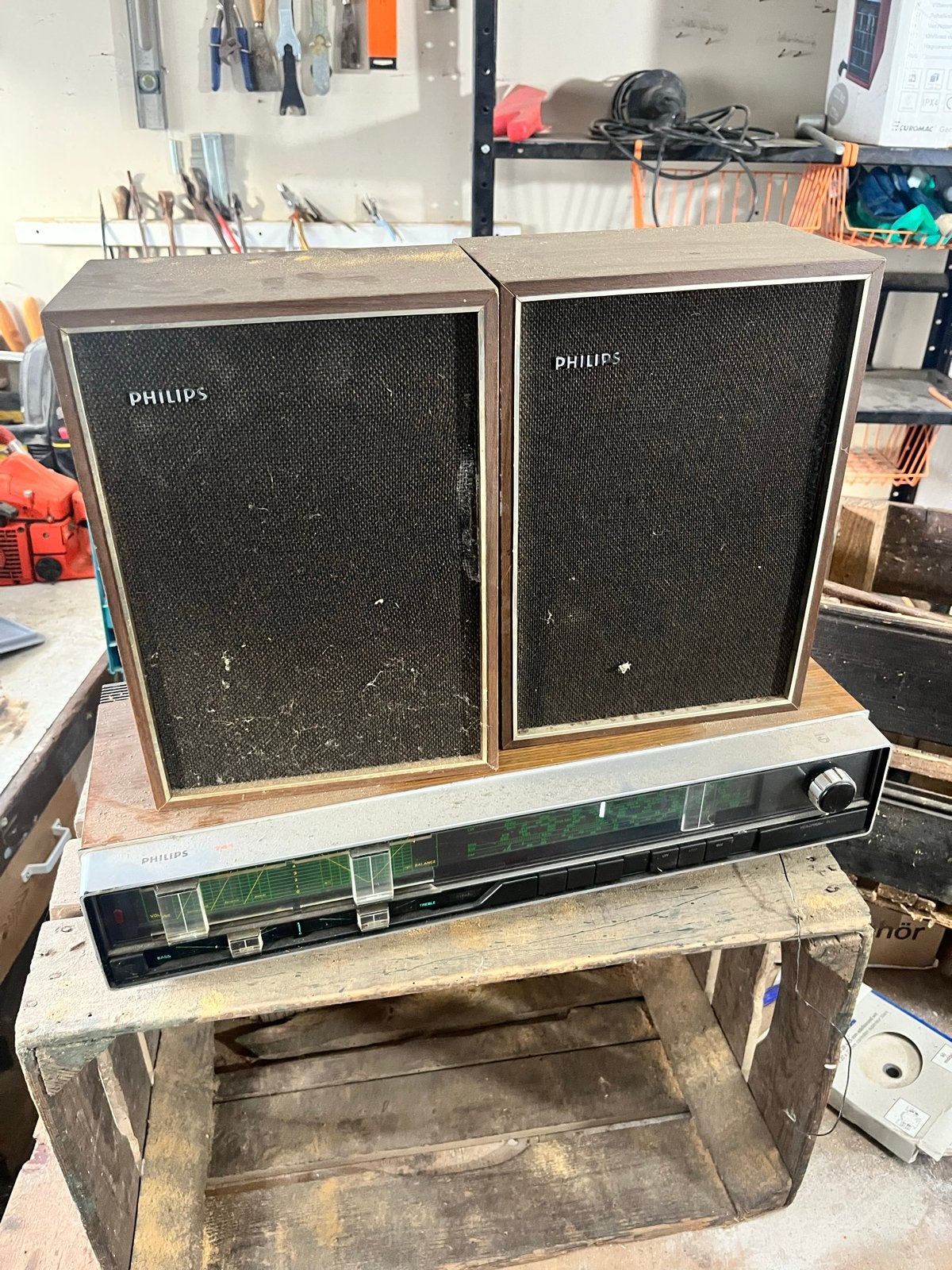 Philips 741 Radio met speakers - Vintage model, Ophalen, Gebruikt, Radio