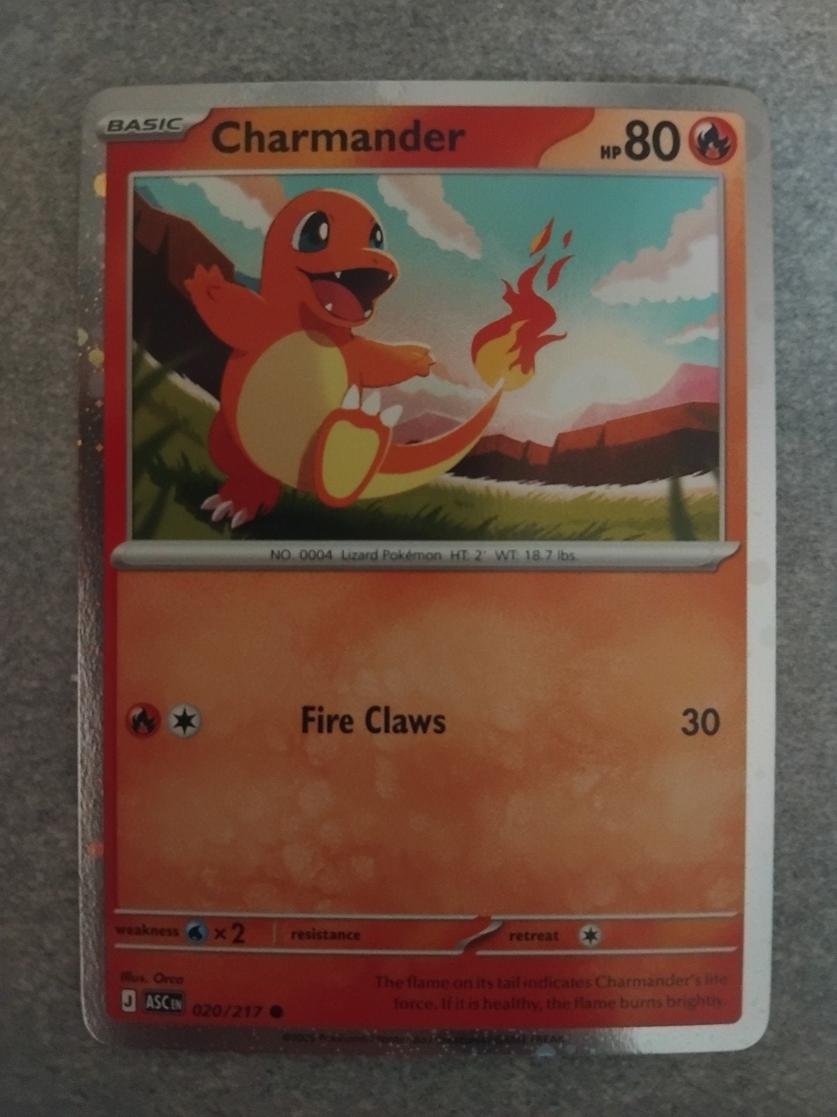 Pokémon Kaart Charmander 020/217 holo, Ophalen of Verzenden, Zo goed als nieuw, Losse kaart