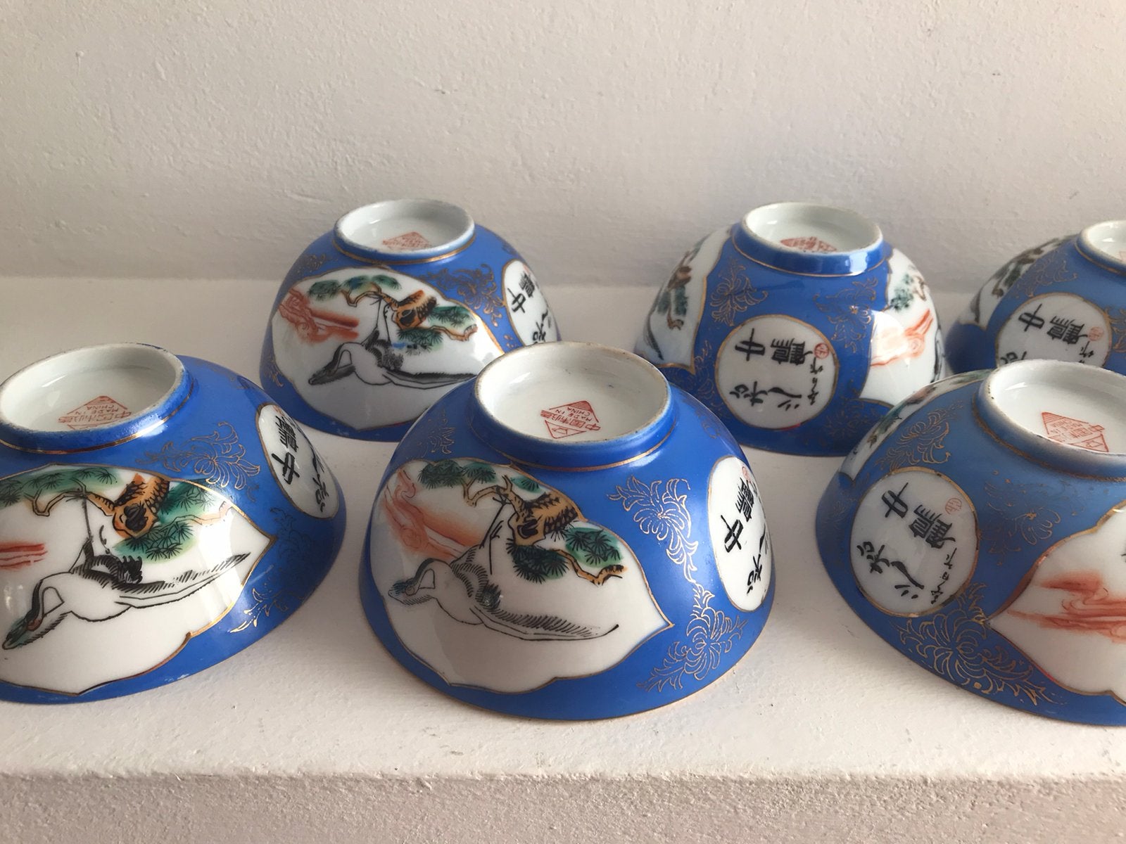Kommen Chinees blauw ooievaar, Ophalen of Verzenden