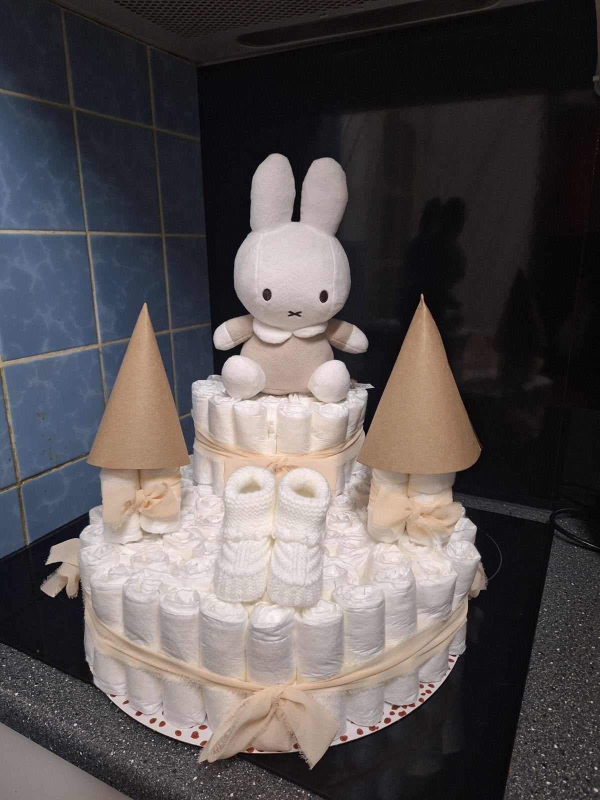 Luiertaart kasteel met Nijntje knuffel - Kraamcadeau, Ophalen of Verzenden