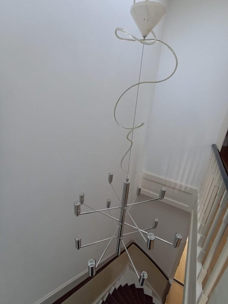 Kroonluchter Herstal Manola 12 Chrome, Huis en Inrichting, Ophalen, Gebruikt, Metaal