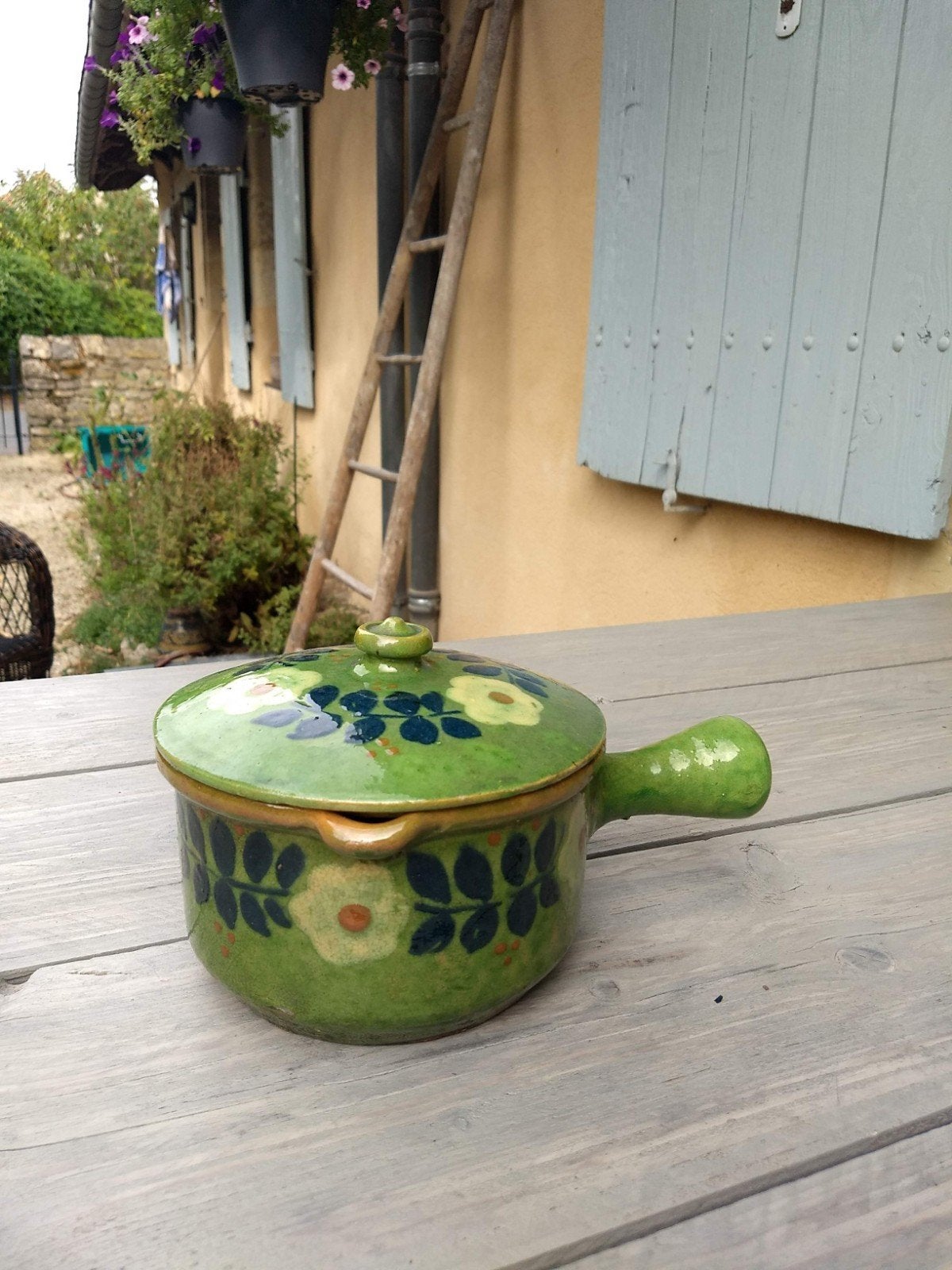 Franse brocante ovenschaal met deksel, Ophalen of Verzenden