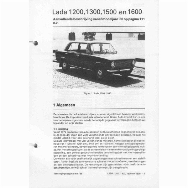 Lada 1200 1300 1500 1600 Vraagbaak losbladig 1972-1985 #3 Ne, Ophalen of Verzenden, Gelezen, Overige merken