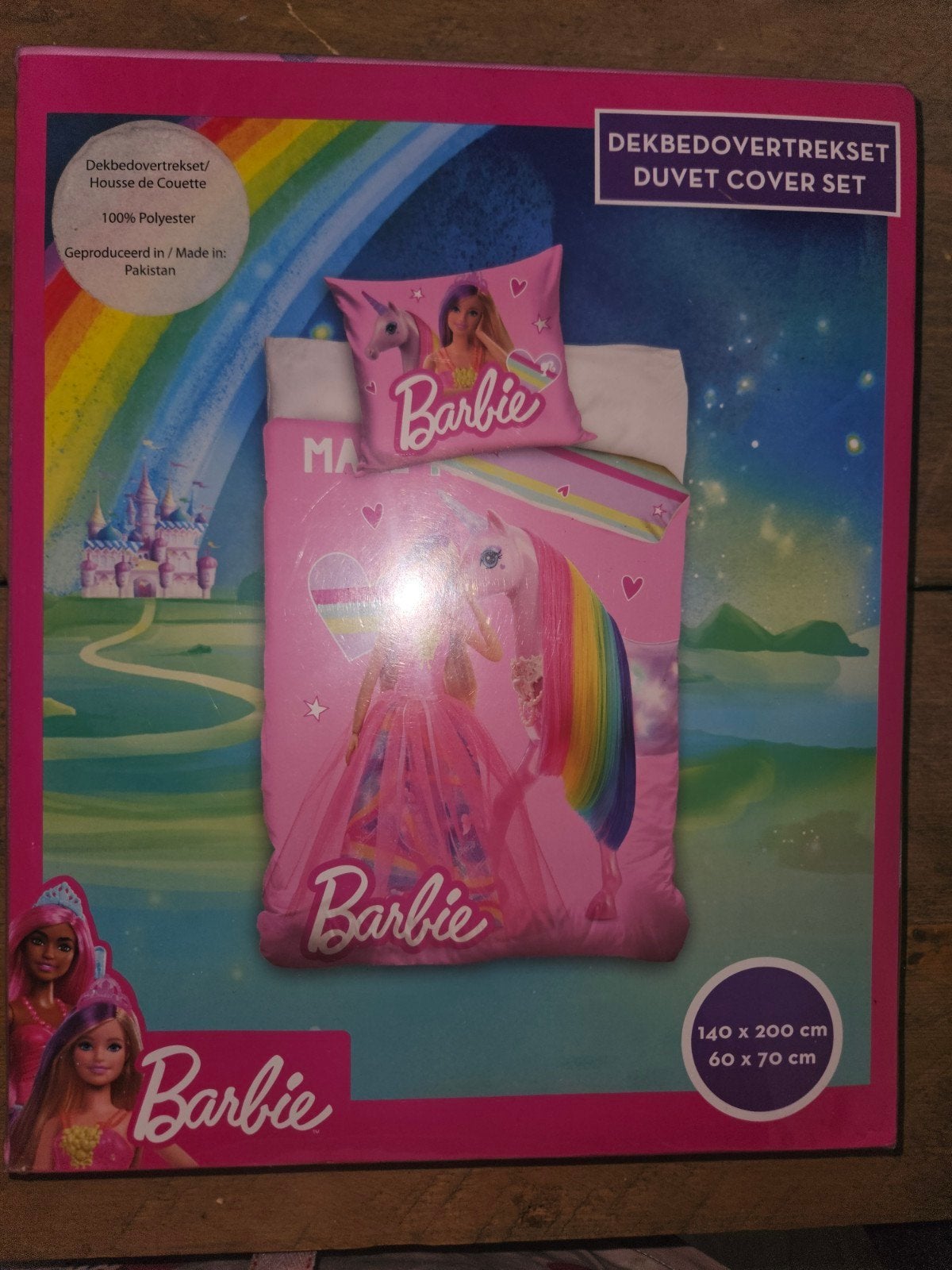 Nieuw; Nog 1over; Dekbedset Barbie 140x200, Meisje, Nieuw, Ophalen of Verzenden, Dekbedovertrek