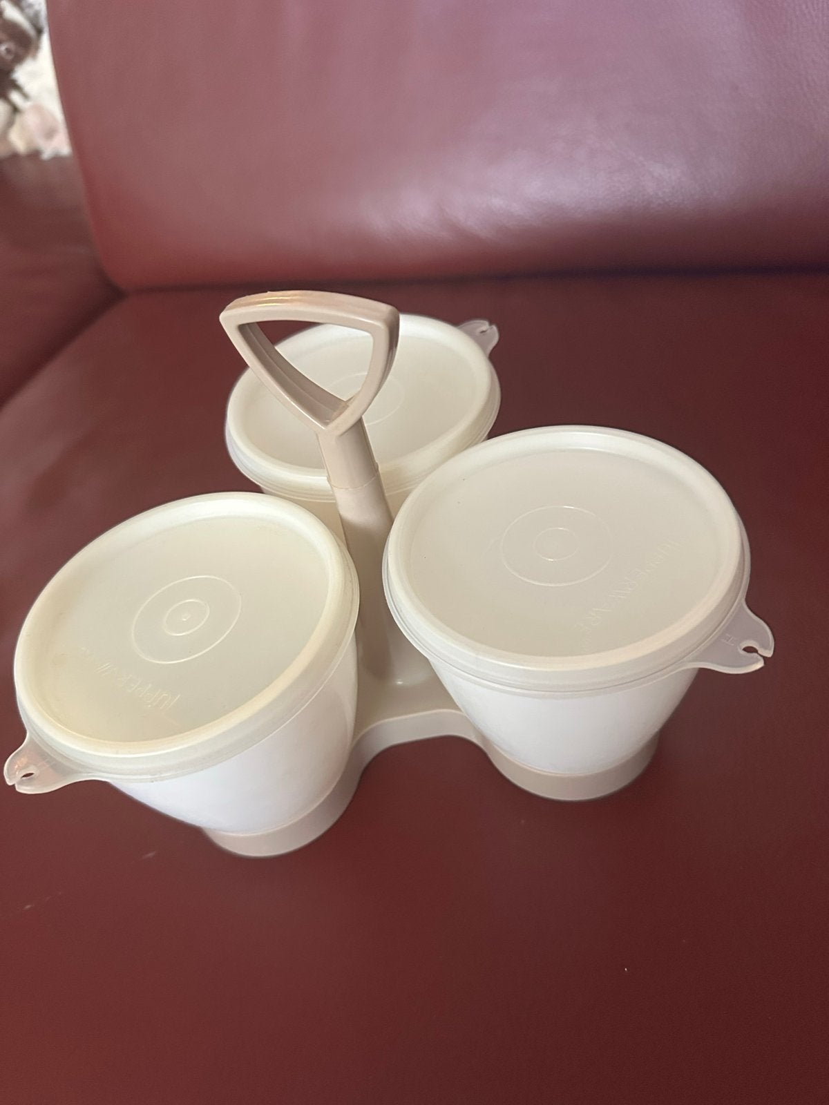 Vintage Tupperware Serveertrio Jaren 60/70, Gebruikt, Overige typen, Ophalen of Verzenden, Met deksel