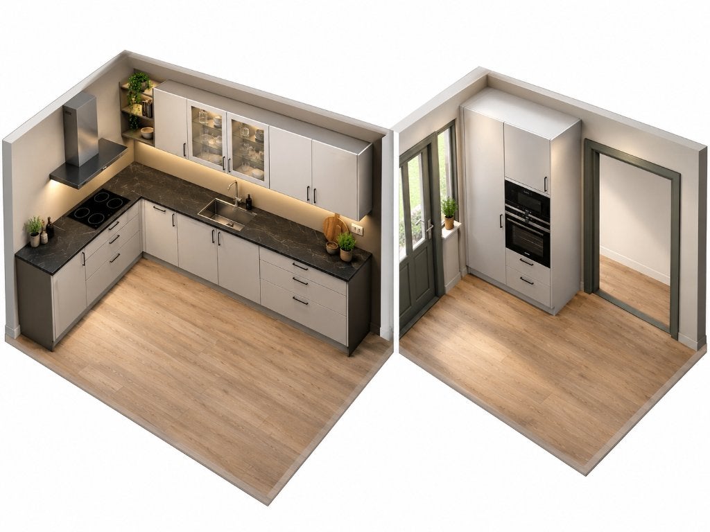 HU19 Luxe hoekkeuken met apparatenwand en Siemens iQ700