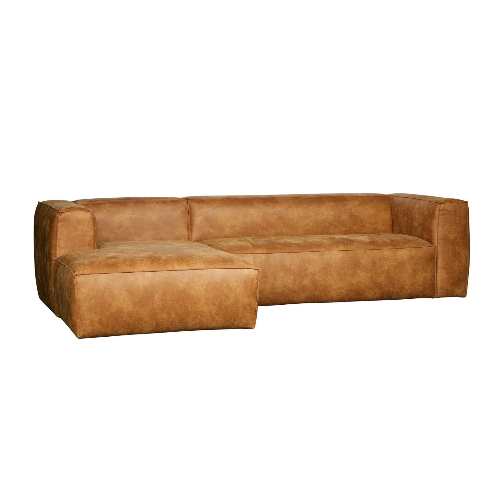WOOOD hoekbank links “Bean” cognac kleur, Huis en Inrichting, Ophalen, 250 tot 300 cm, 125 tot 150 cm, Hoekbank
