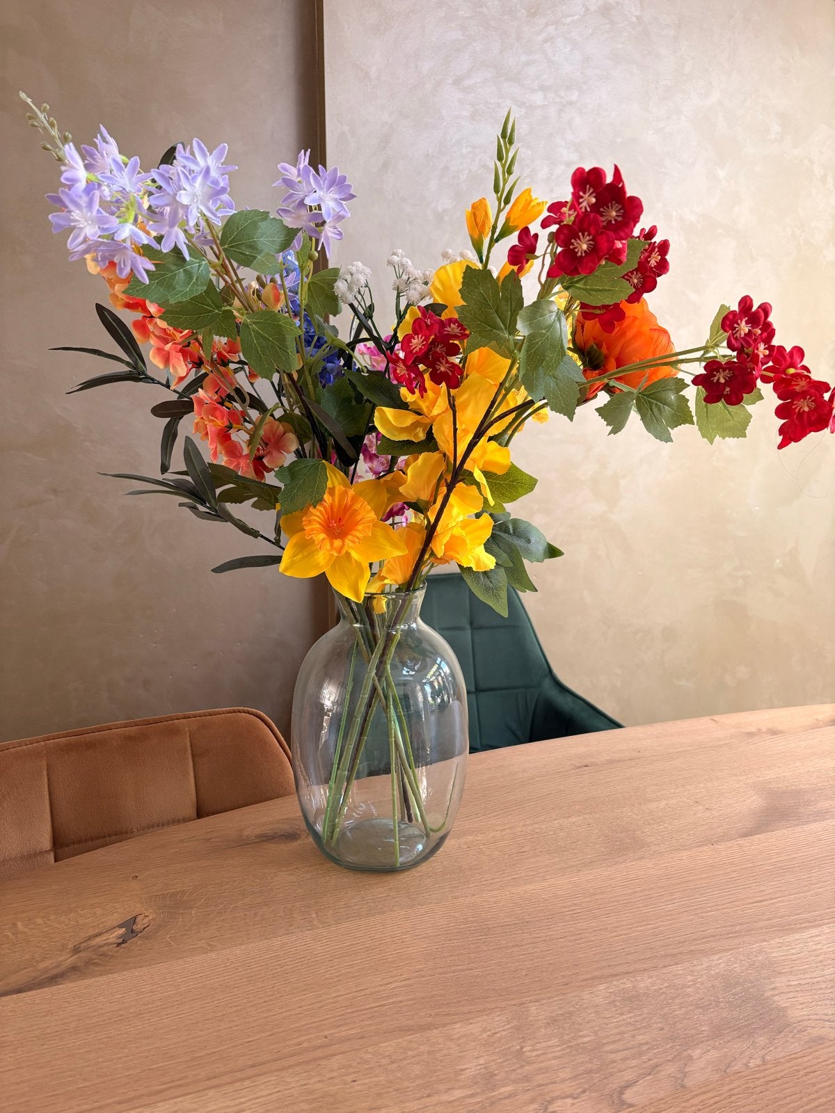 Prachtig kleurrijk boeket kunstbloemen, Ophalen of Verzenden, Zo goed als nieuw