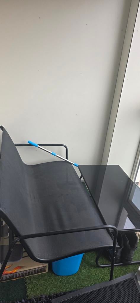 Zwarte tuinbank met metalen frame - goede staat, Ophalen of Verzenden, Metaal