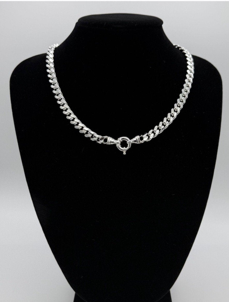 ovaal geslepen massieve zilveren gourmet ketting, Sieraden, Tassen en Uiterlijk, Kettingen, Met hanger, Gebruikt, Ophalen of Verzenden