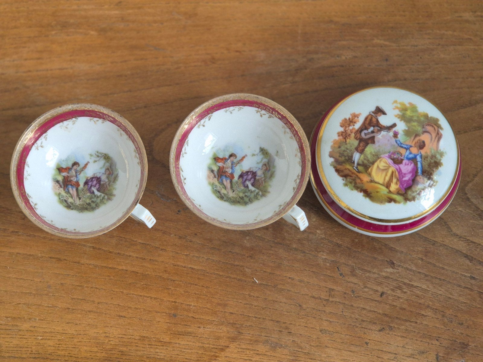 Limoges porselein, 2 kopjes en een schaaltje., Ophalen of Verzenden