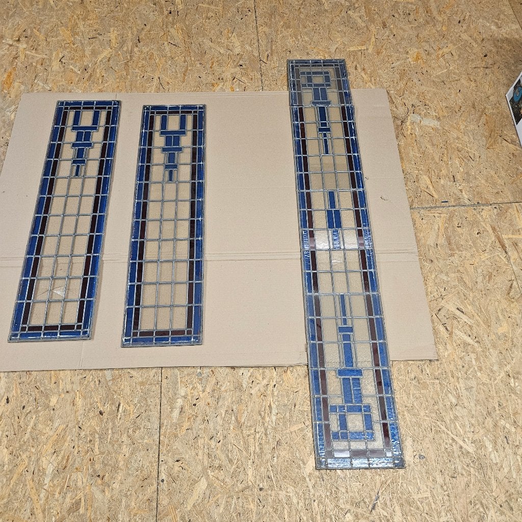 Glas in lood,  3x raam, Doe-het-zelf en Verbouw, Glas en Ramen, Ophalen, Gevelraam of Ruit, Gebruikt, Minder dan 80 cm