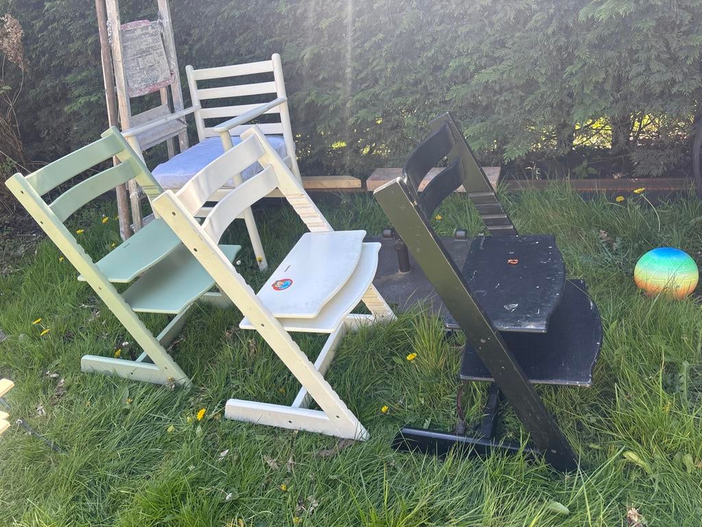 Stokke Tripp Trapp kinderstoel wit, zwart of groen, Ophalen, Gebruikt, Meegroeistoel