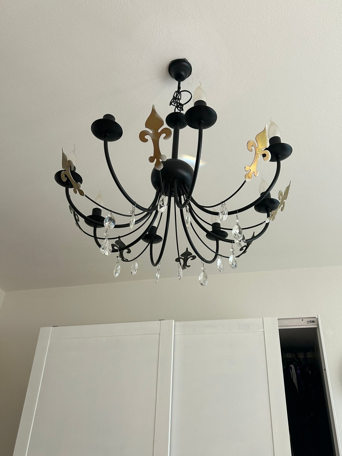 Mooie 8 armig hang lamp wart iets v goud, Huis en Inrichting, Ophalen of Verzenden, Zo goed als nieuw