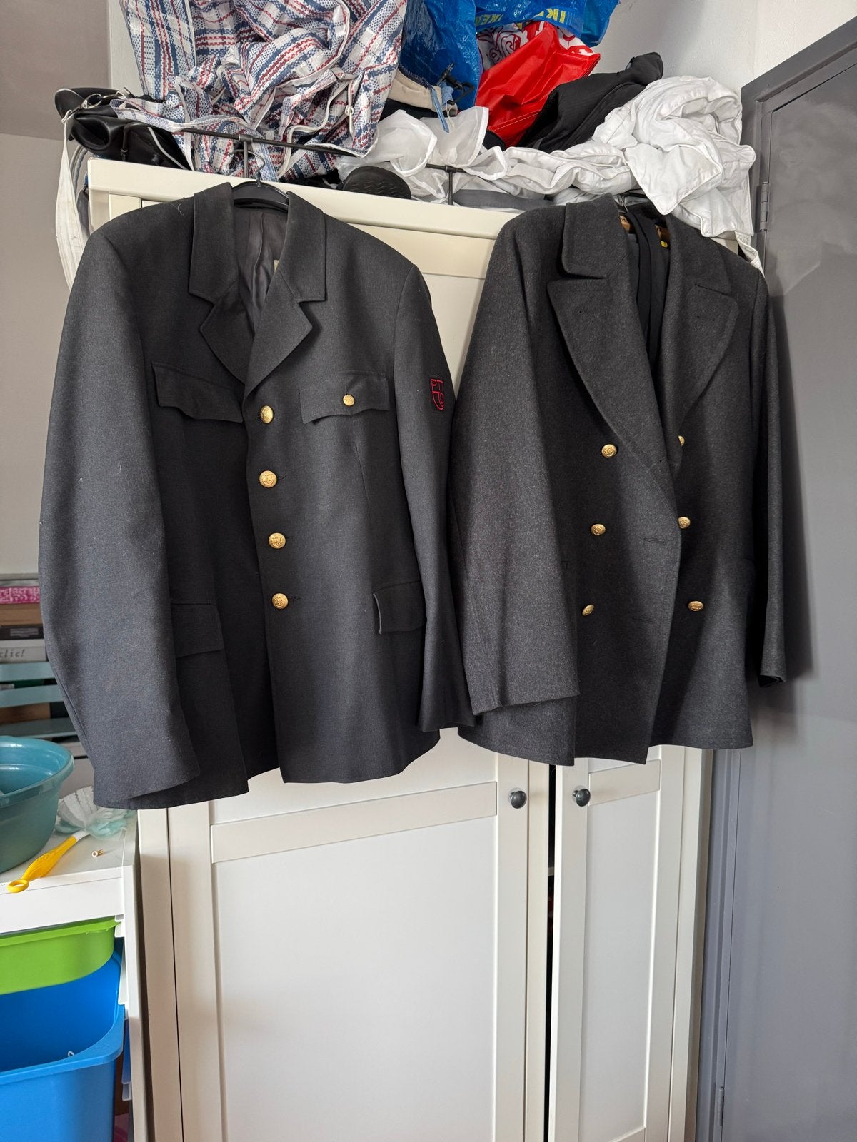 Originele PTT Uniform Set: 2 Colbertjes, Overjas, Stropdas &, Kleding | Heren, Kostuums en Colberts, Ophalen of Verzenden, Gedragen