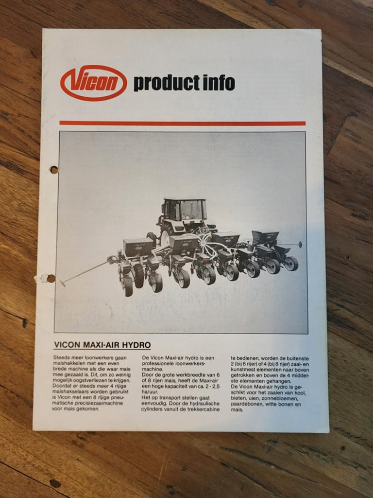 tractor folder Vicon Maxi-Air Hydro product info, Boeken, Catalogussen en Folders, Ophalen of Verzenden