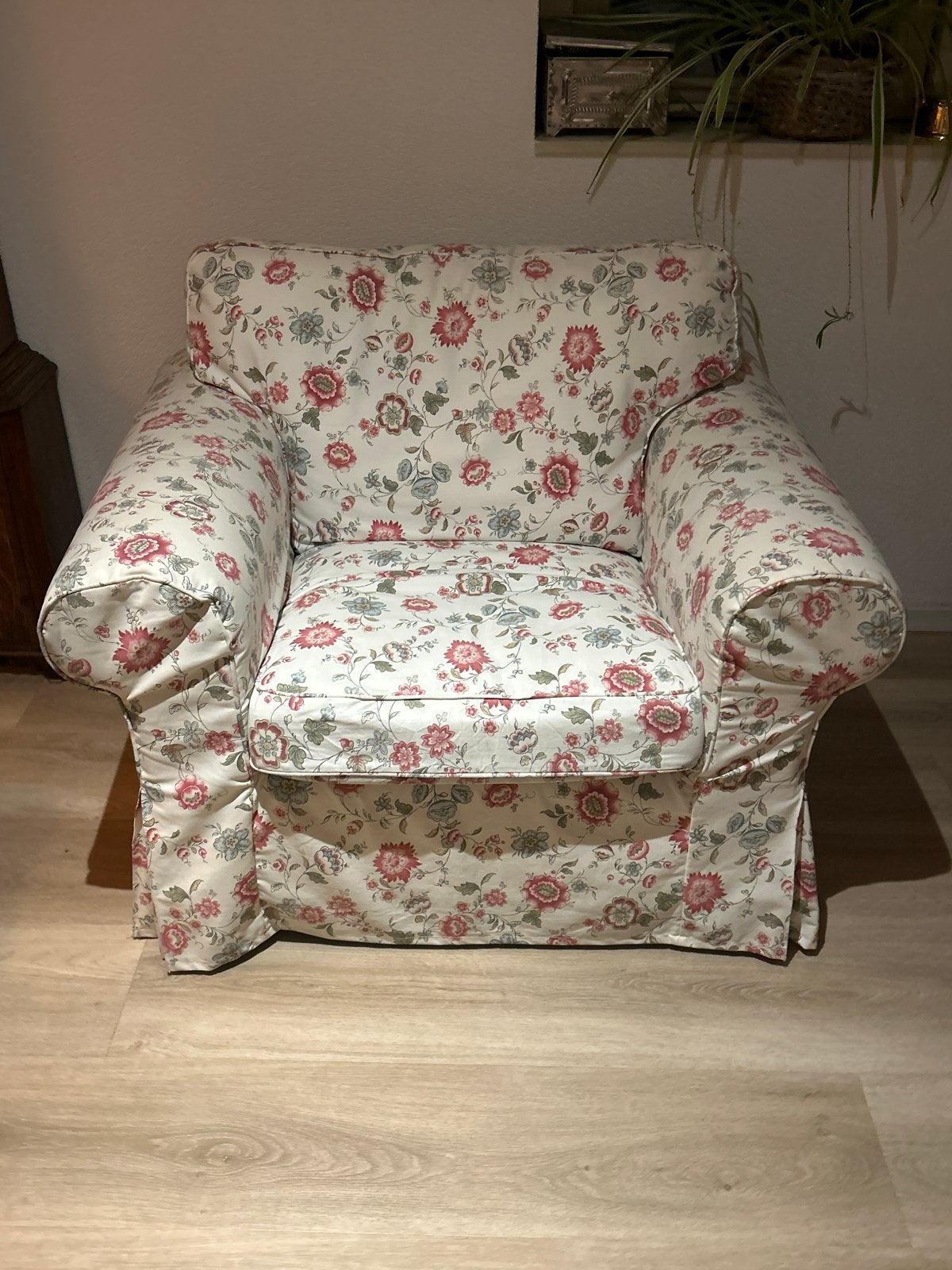 IKEA Ektorp fauteuil met bloemenprint, Huis en Inrichting, Ophalen, Gebruikt, Stof, 75 tot 100 cm