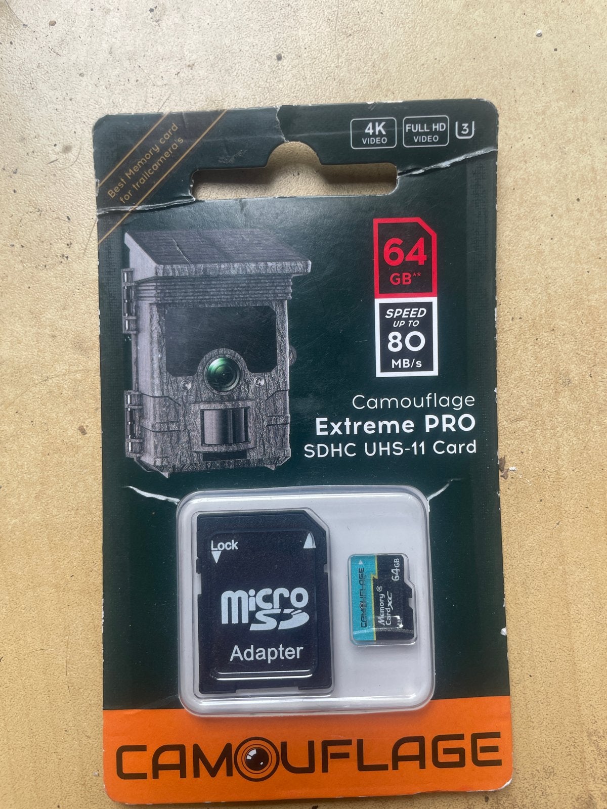 Camouflage Extreme PRO SDHC UHS-11 Card 64GB, Audio, Tv en Foto, Ophalen, Nieuw, Geschikt voor 4K video, Fotocamera