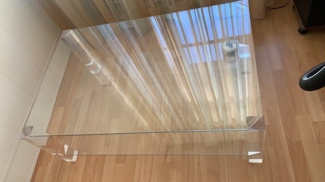 salontafel plexiglas, Ophalen, Kunststof, Gebruikt, 100 tot 150 cm