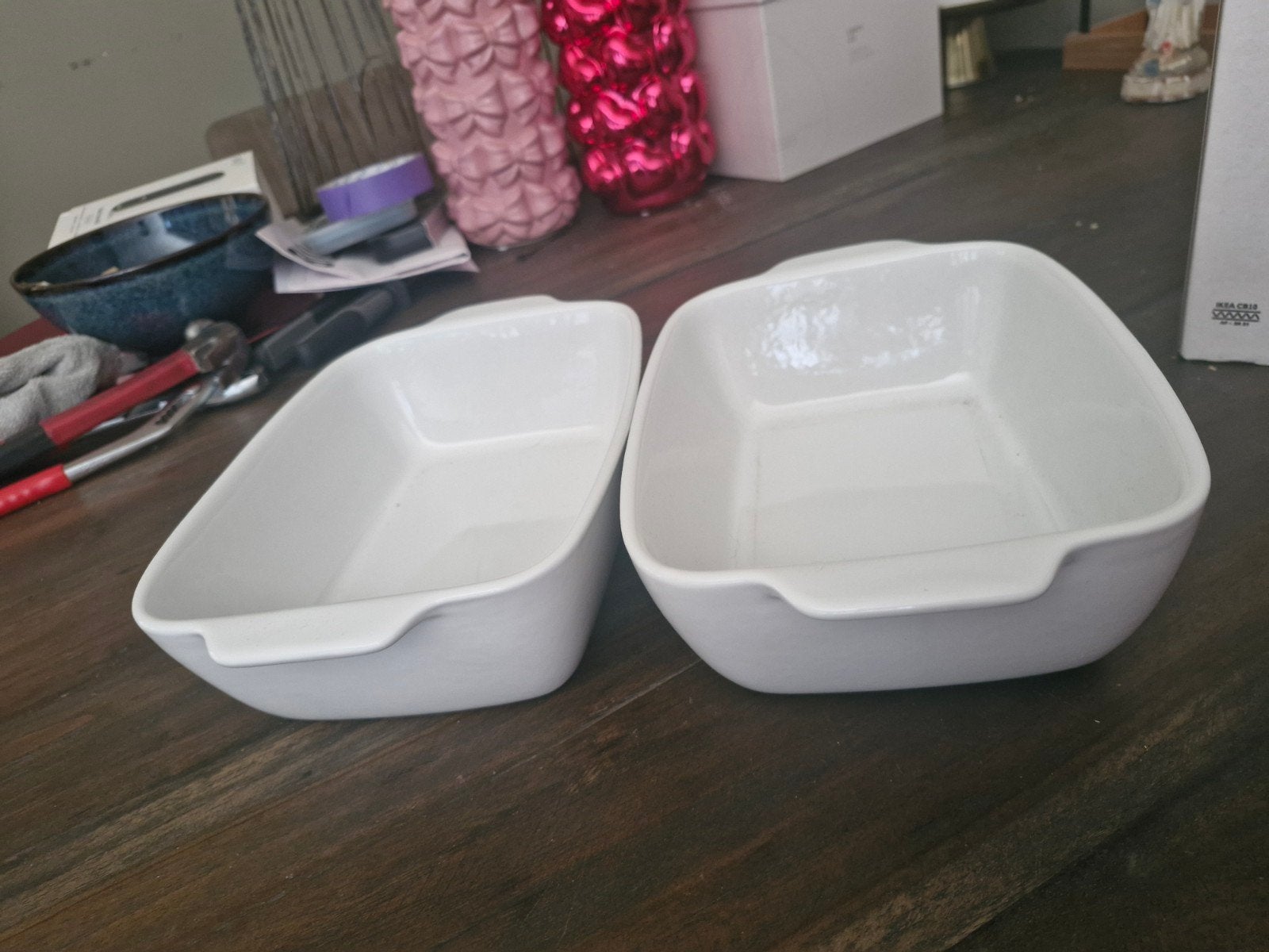 Set van 2 witte ovenschaaltjes - Gebruikt, Ophalen, Steen/keramiek, Wit, Overige merken