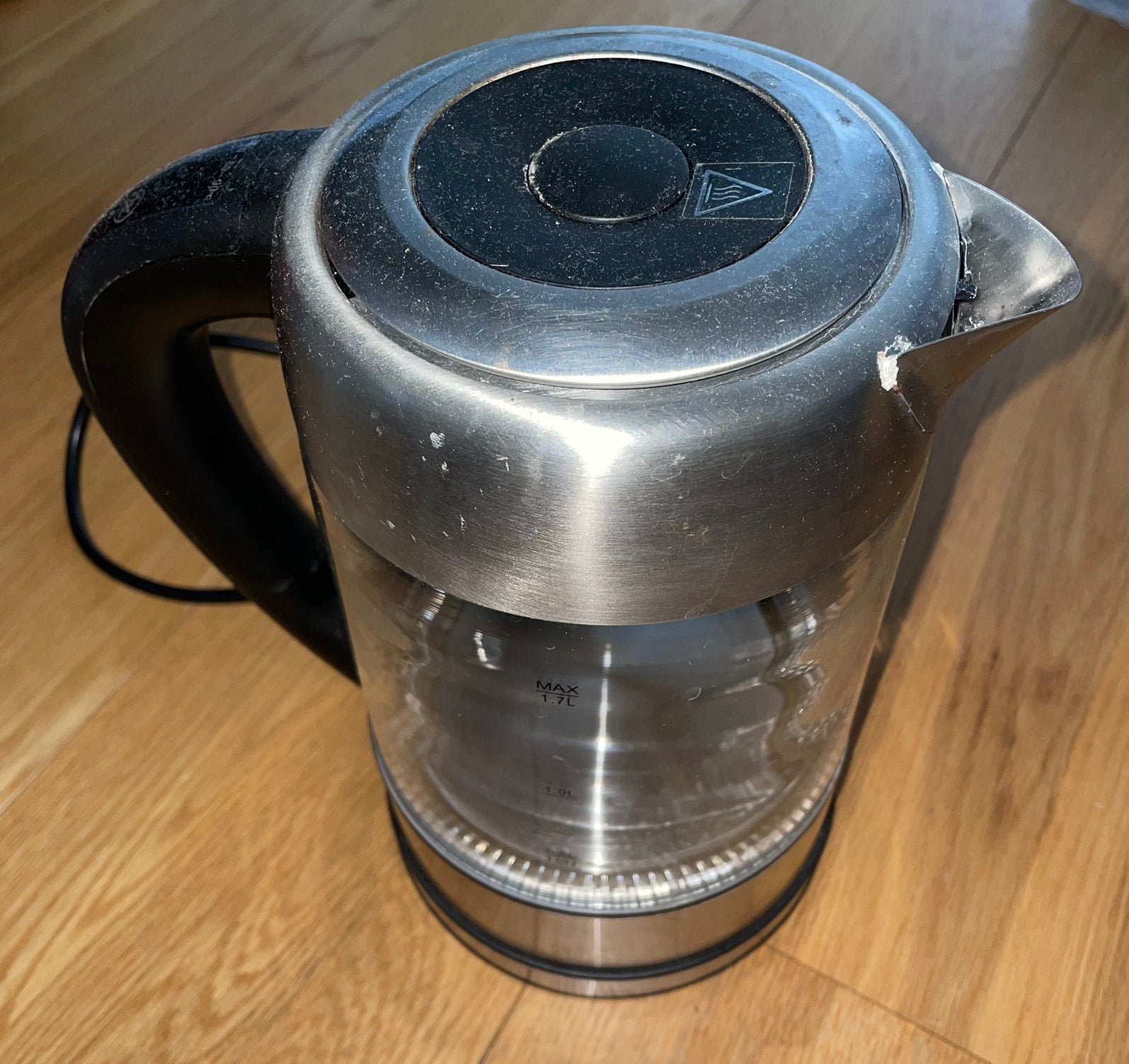 ADLER AD1247 Waterkoker 1.7L, RVS Glas 1247 2200wt verlicht, 1 tot 2 liter, Ophalen of Verzenden, Zo goed als nieuw, Rvs