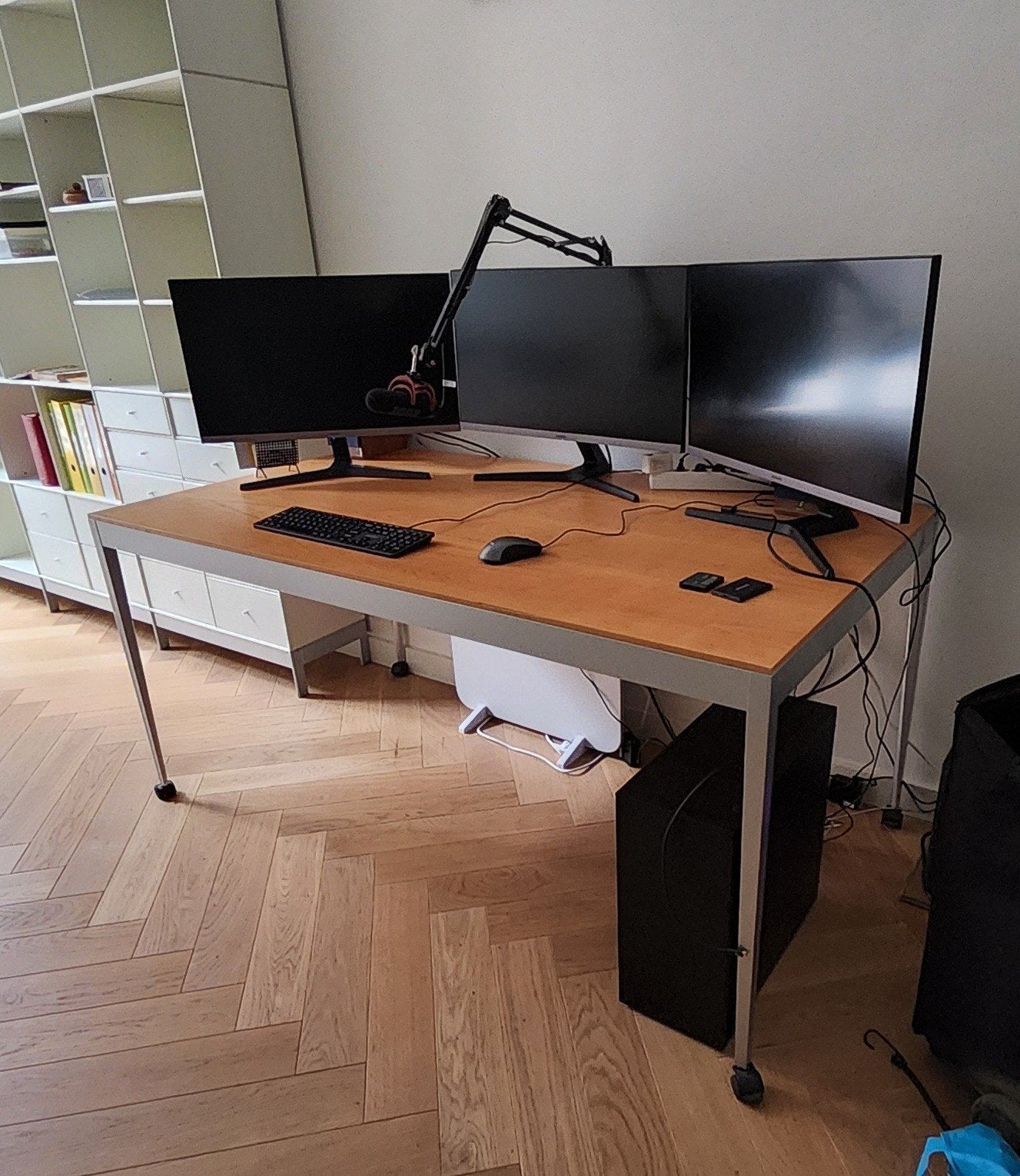 Tafel 90x165cm op wieltjes - Ideaal als bureau, Huis en Inrichting, Bureaus, Ophalen, Overige typen, Gebruikt, Hout