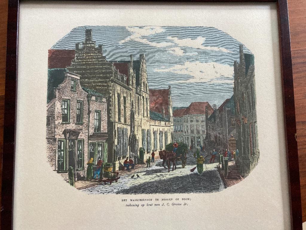 Kleurenprent Markiezenhof Bergen op Zoom, Ophalen of Verzenden, Zo goed als nieuw, Gebouw, Voor 1940