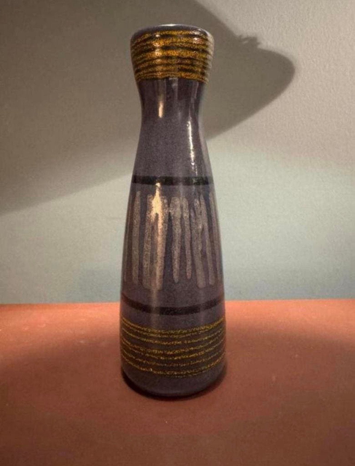 Vintage West Germany vaas Scheurich 520-28.426, Huis en Inrichting, Woonaccessoires | Vazen, Ophalen, Handgemaakt, Blauw, Zo goed als nieuw