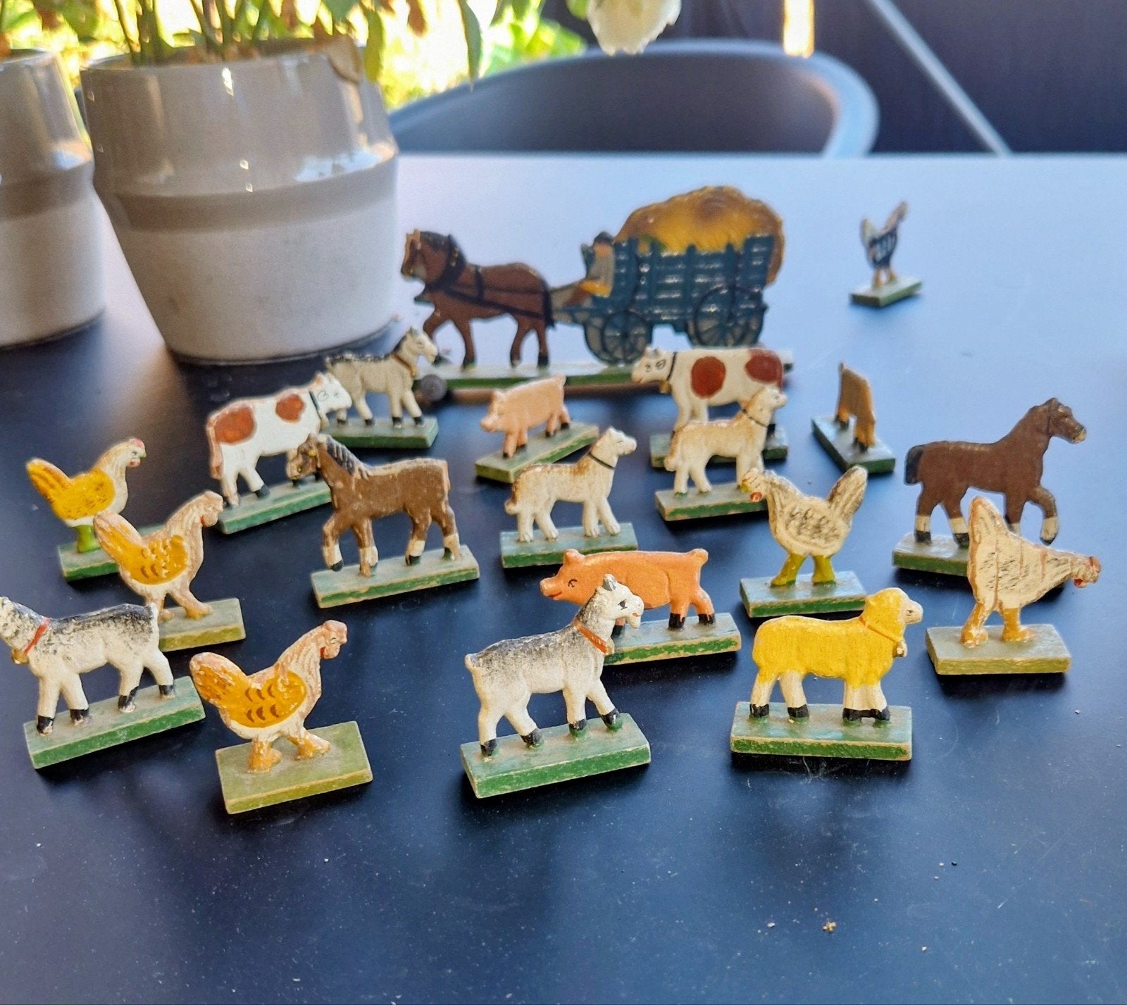 Antieke Erzgebirge Putz DDR boerderij figuren, Antiek en Kunst, Ophalen
