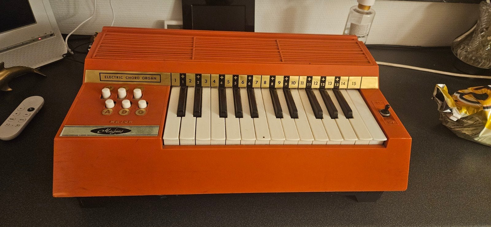 Vintage Majest Electric Chord Organ - Oranje, Muziek en Instrumenten, Orgels, Ophalen of Verzenden