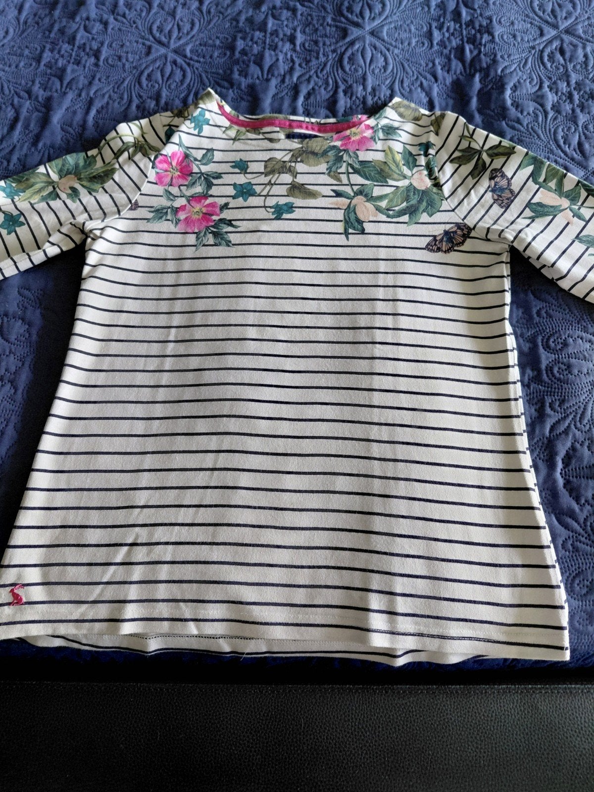 gestreept sweatshirt met bloemenrand. Merk Joules, Maat 38/40 (M), Joules, Ophalen of Verzenden, Zo goed als nieuw