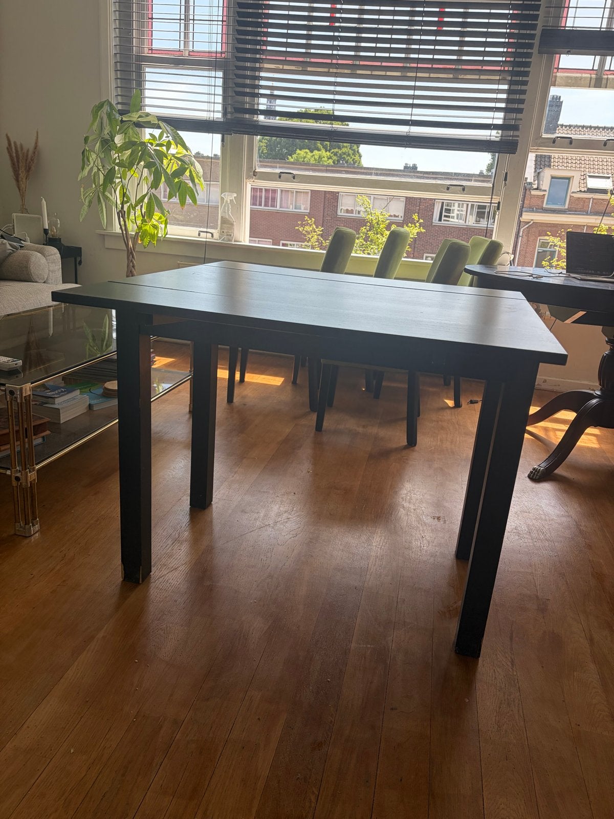 IKEA BJURSTA Eettafel - Zwart, uitschuifbaar, Huis en Inrichting, Tafels | Eettafels, Gebruikt, 100 tot 150 cm, Vier personen